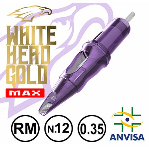 CARTUCHO COM AGULHA WHITE HEAD GOLD 0,35mm Ref.23RM-12 MAX
